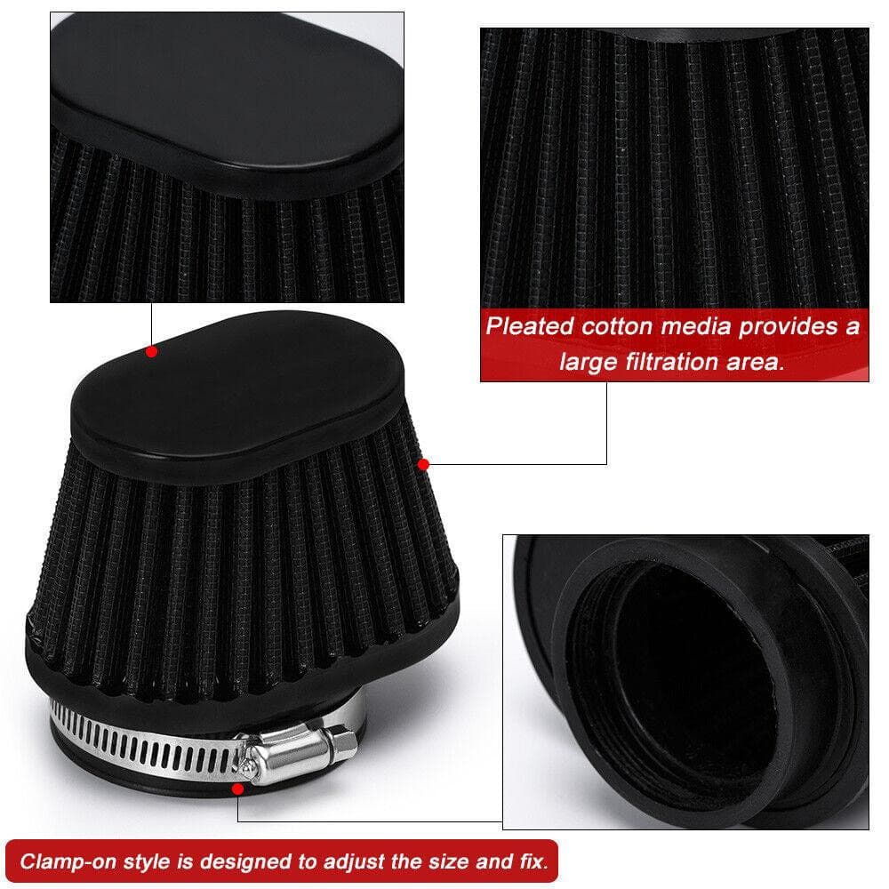 Universal Motorcycle Air Filter Motorbike Dust Filters With Clamp Black New - Office Catch