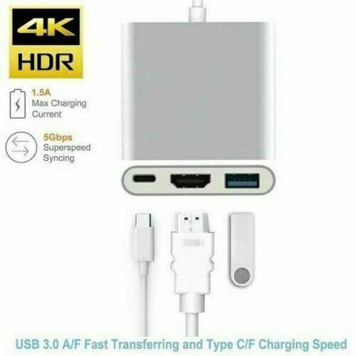 USB 3.1 Type-C to Female HUB 3IN1 4K HD USB-C HDMI Data Adapter Charging Cable - Office Catch
