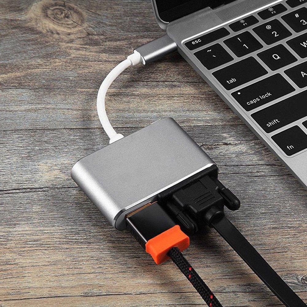 USB 3.1 Type-C to Female VGA & HDMI Hub with 4K - Office Catch