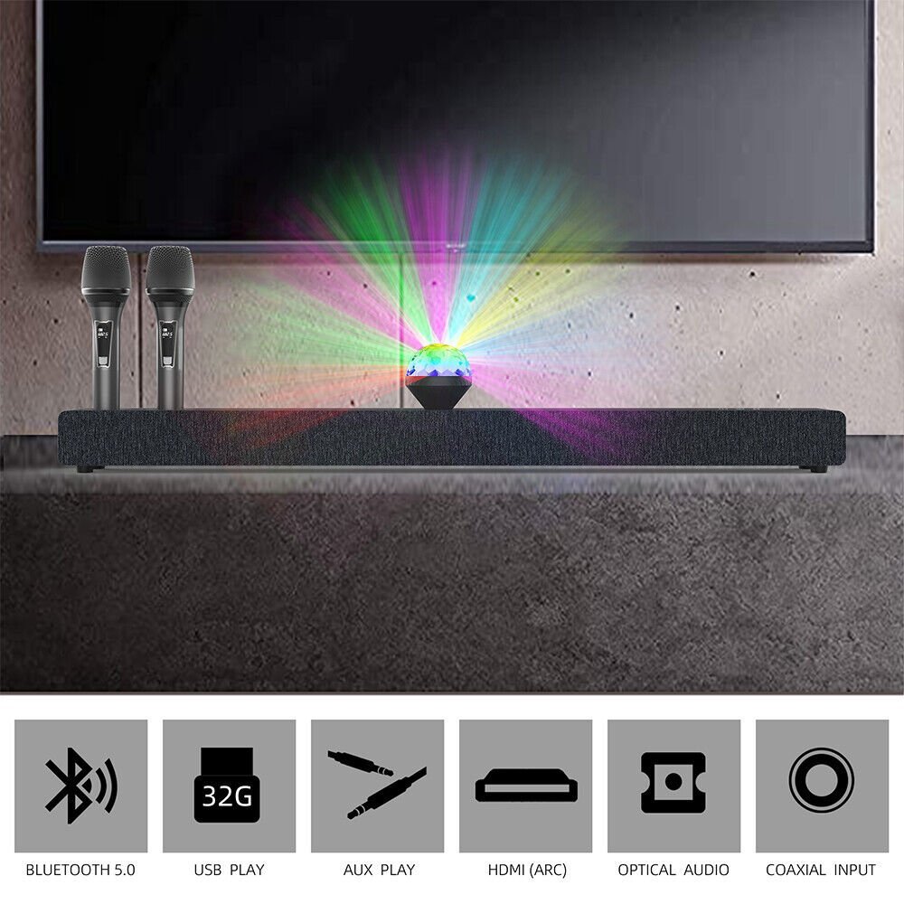 Wireless Bluetooth Karaoke Soundbar W/ 2 Wireless Microphones. - Office Catch