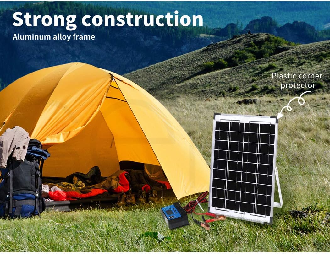 10W Solar Panel Kit 12V Power Caravan Camping Battery Charging Home Garden - Office Catch
