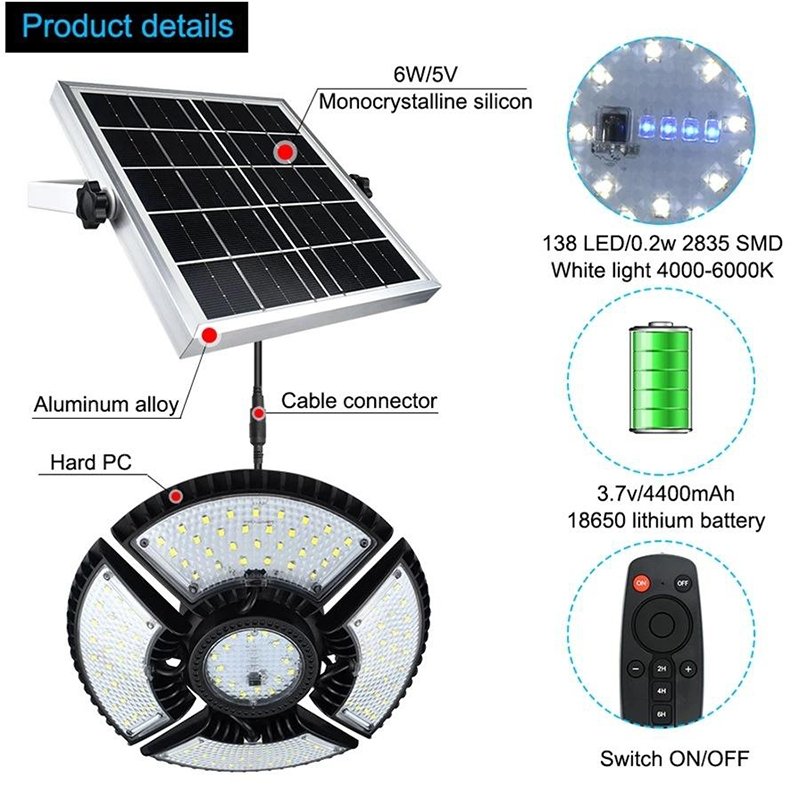 Solar Powered Ceiling Hanging Garage lamp | 136 LED