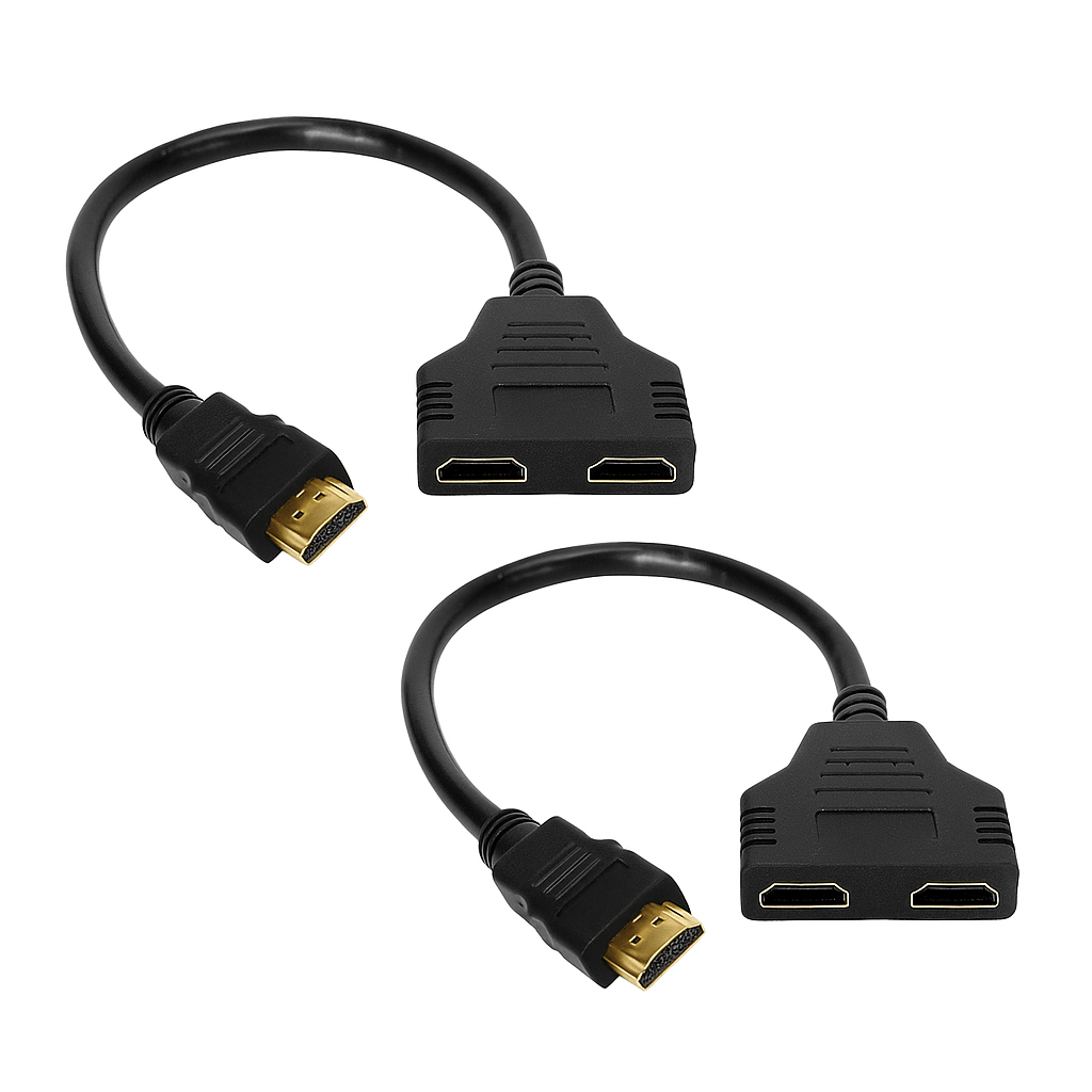 [2 Pack] HDMI Splitter 1 In 2 Out Adapter | 1080p & 4K Dual Display HDMI Duplicator Converter - Office Catch