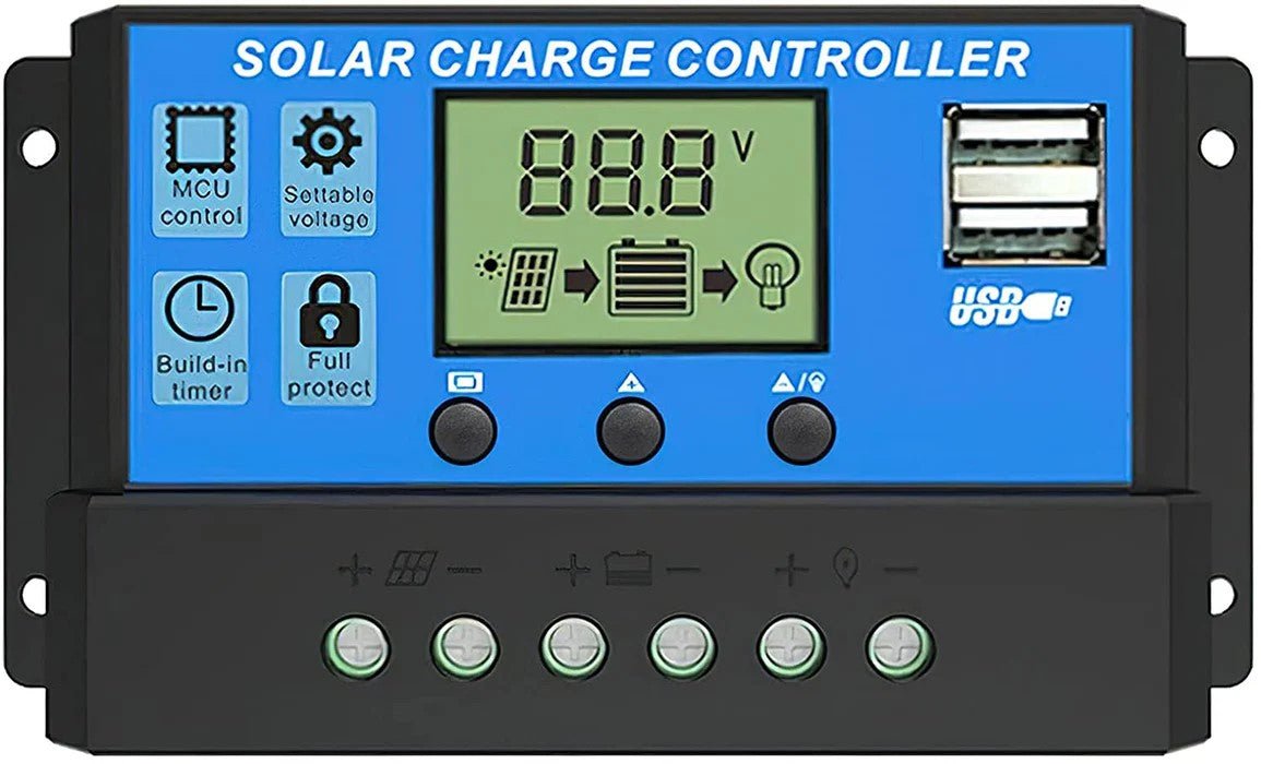 20A Amp 12V/24V Solar Panel Regulator Charge Controller Battery Dual USB - Office Catch