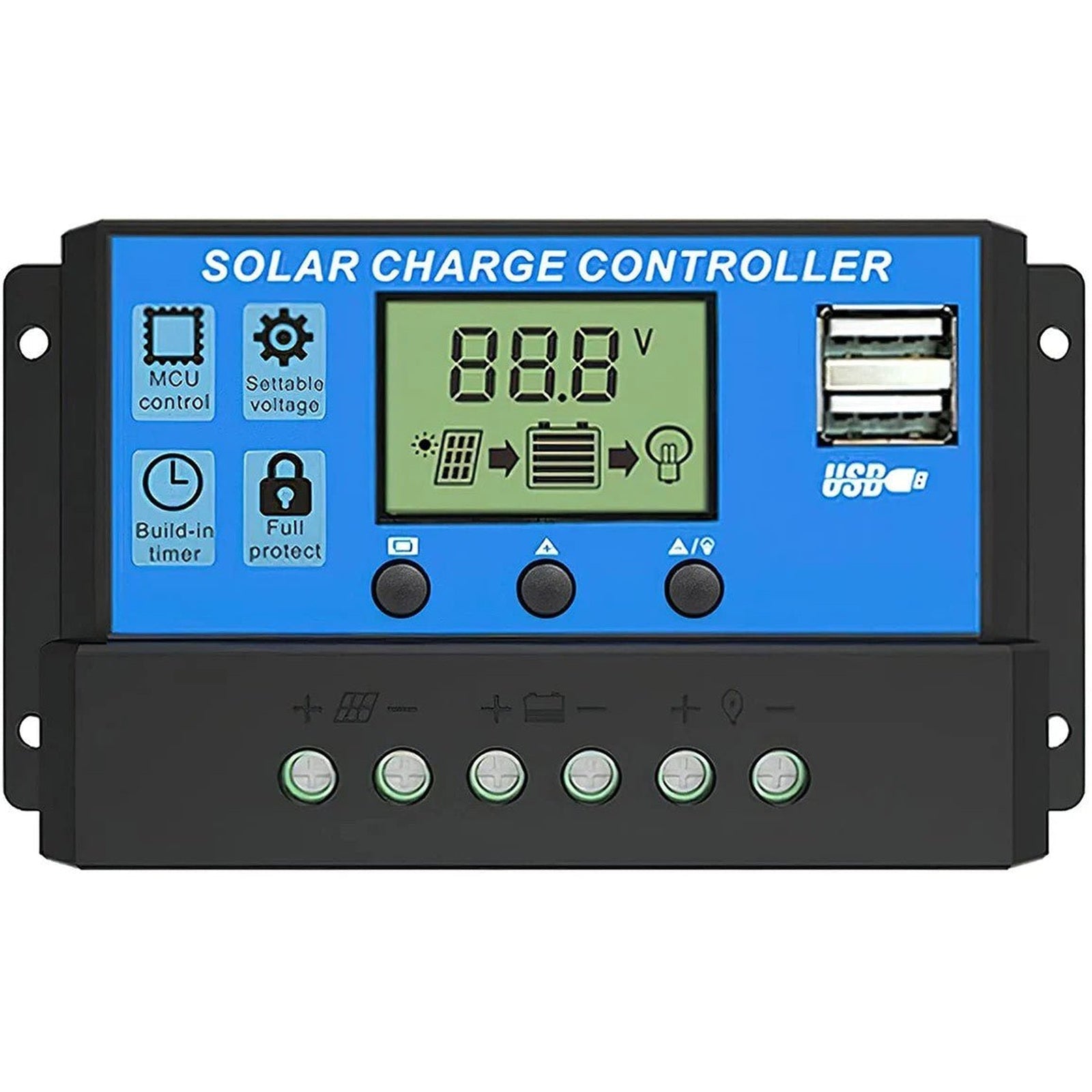 20A Amp 12V/24V Solar Panel Regulator Charge Controller Battery Dual USB - Office Catch