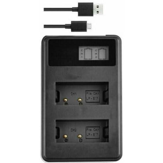 2x Canon LP - E17 Batteries + Dual USB Charger for EOS 200D, 750D, 760D, 800D, M3, M5, T6i, T6s, Kiss X8i - Office Catch