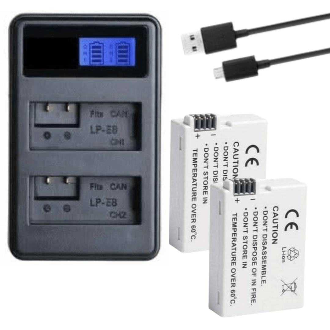 2x Canon LP - E8 1020mAh Batteries + Dual USB Charger for EOS 550D, 600D, 650D, 700D, Rebel T2i, T3i, T4i, T5i, Kiss X4, X5, X6i - Office Catch