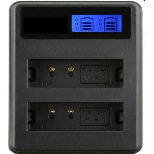 2x LP - E10 Batteries + LCD Dual Charger for Canon EOS 1500D, 1300D, 1200D, 1100D, Kiss X50, 3000D – Replacement Camera Power Pack - Office Catch
