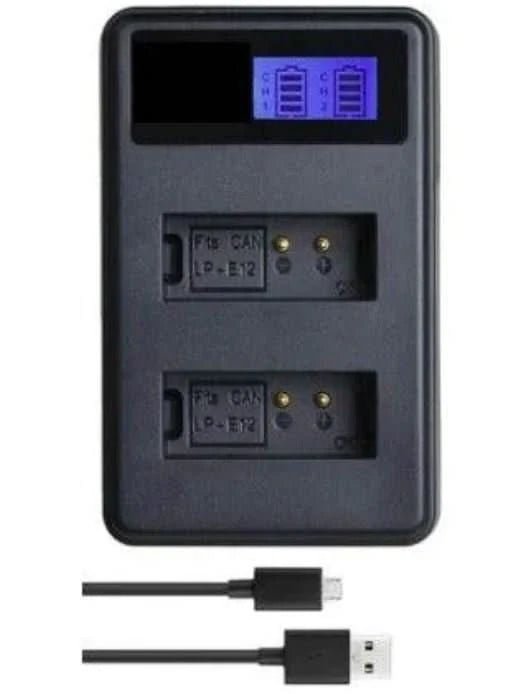 2x LP - E12 Batteries + Dual USB Charger for Canon EOS M, M2, M10, M50, M100, 100D Rebel SL1 - Office Catch