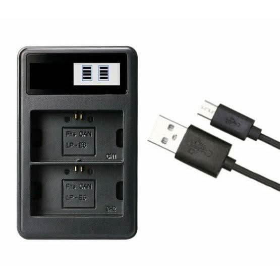 2x LP - E6 Batteries + Dual USB Charger for Canon EOS 5D Mark III II, 6D, 7D, 80D, 70D, 60D – Replacement Camera Power Pack - Office Catch