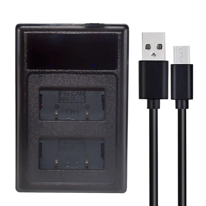 2x NB - 2L / NB - 2LH 1500mAh Batteries + Dual USB LCD Charger for Canon EOS 350D, 400D, Rebel XT, XTi, Kiss N, G7, G9, S30–S80 - Office Catch