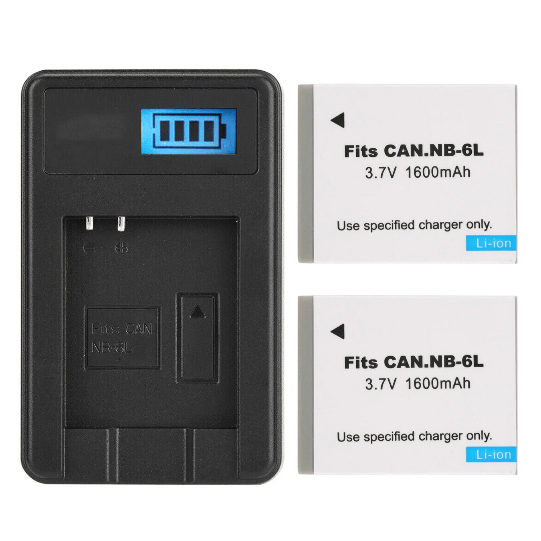2x NB - 6L Batteries + Dual Charger for Canon PowerShot SX530, SX540, SX610, SX710, S90, S95, D10, D20 – Replacement Kit - Office Catch