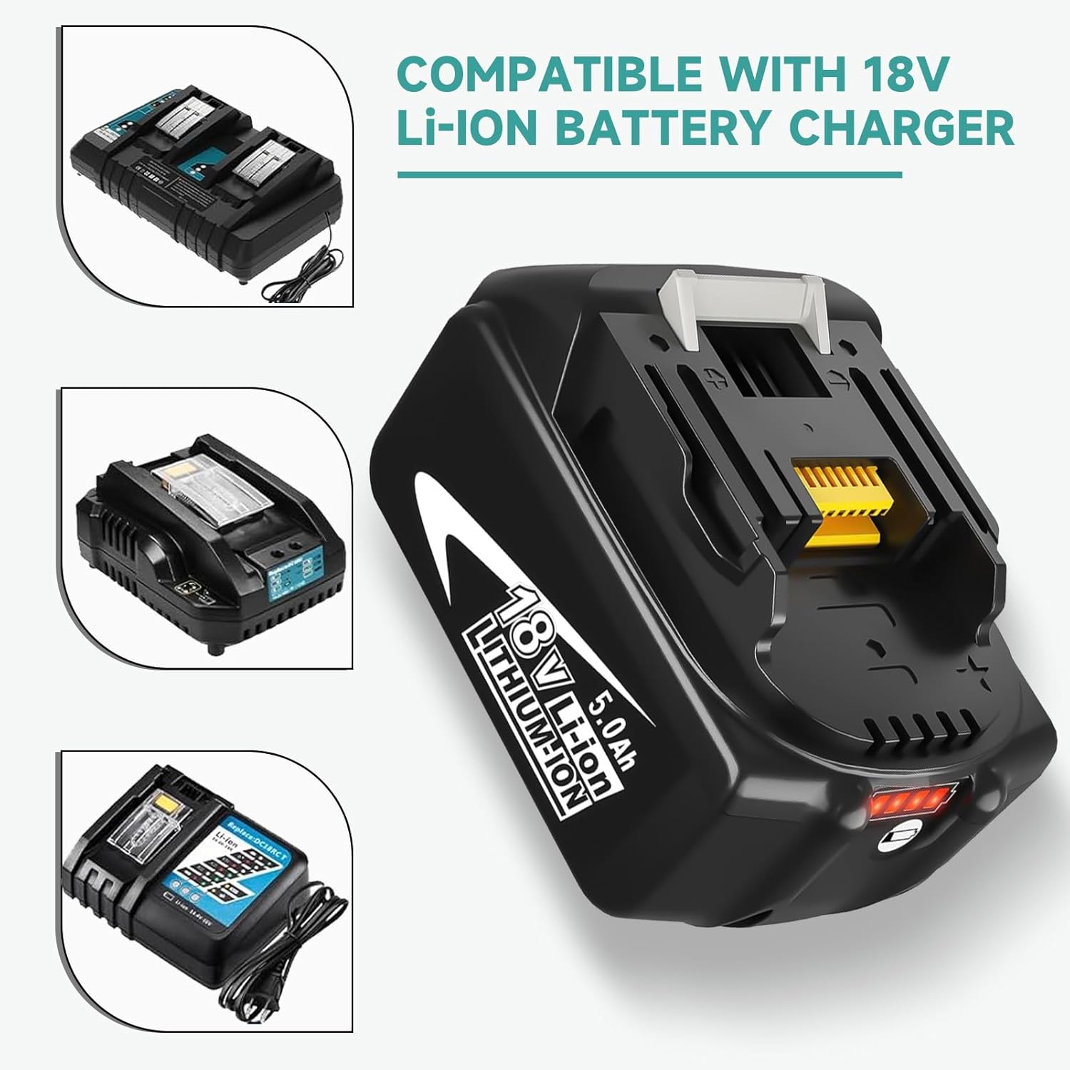 2x Replacement Battery + Charger Combo Compatible with Makita 18v Cordless Power Tools - Office Catch