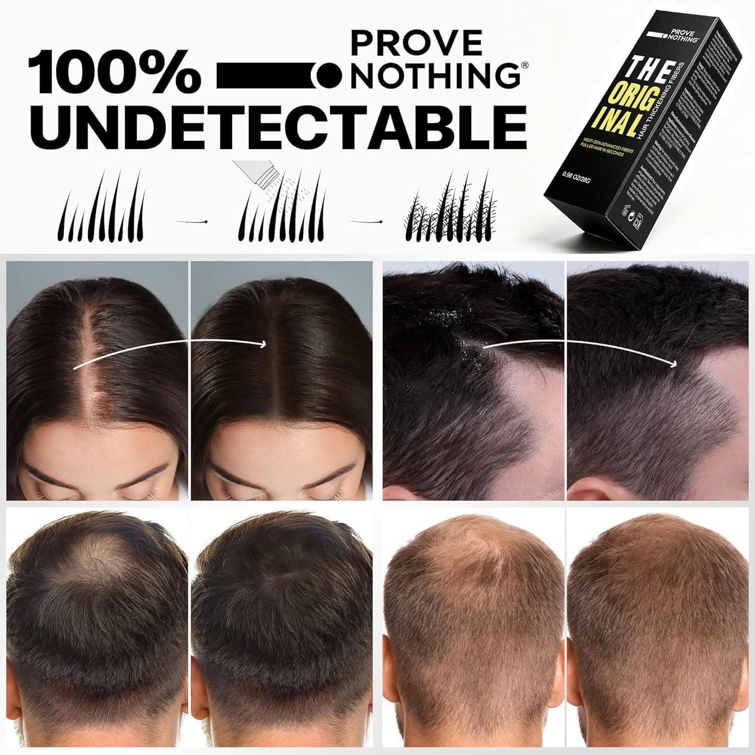 [3 PACK] PROVE Nothing 86g VALUE PACK PN Hair Fibers for Thinning Hair & Bald spots (DARK BROWN) - 3x 28g Bottles - Conceals Hair Loss in Seconds - Hair Powder for Women & Men | Designed in Australia (Light Brown) - Office Catch