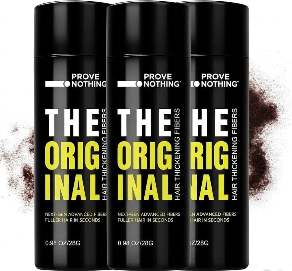 [3 PACK] PROVE Nothing 86g VALUE PACK PN Hair Fibers for Thinning Hair & Bald spots (DARK BROWN) - 3x 28g Bottles - Conceals Hair Loss in Seconds - Hair Powder for Women & Men | Designed in Australia (Drak Brown) - Office Catch