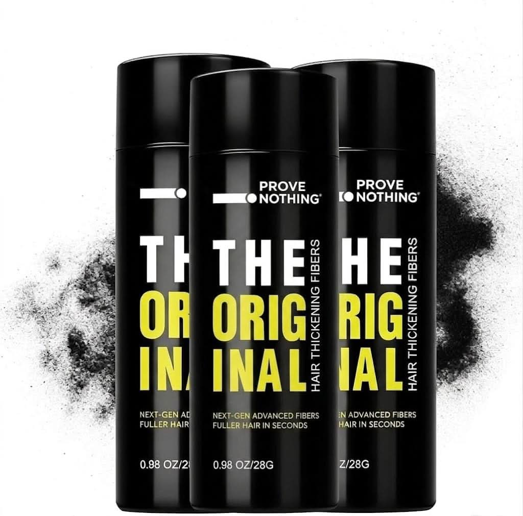 [3 PACK] PROVE Nothing 86g VALUE PACK PN Hair Fibers for Thinning Hair & Bald spots (DARK BROWN) - 3x 28g Bottles - Conceals Hair Loss in Seconds - Hair Powder for Women & Men | Designed in Australia (Black) - Office Catch