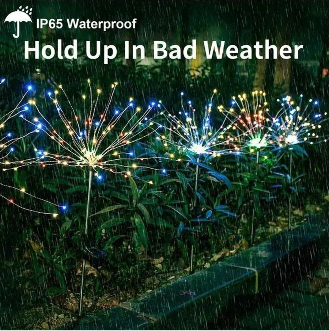 4PCS 120LED Solar Firework Lamp Garden Path Lights Starburst Stake Outdoor Decor - Office Catch