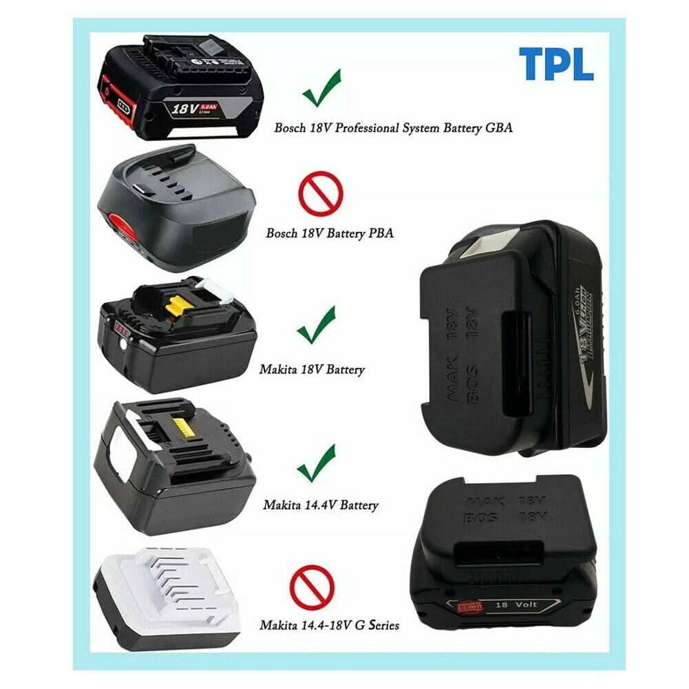 [5 Pack] Battery Holder Shelf Rack Storage Mount for 18V Makita & Bosch Batteries | Wall & Shelf Mounting Slots (Mounts Only) - Office Catch