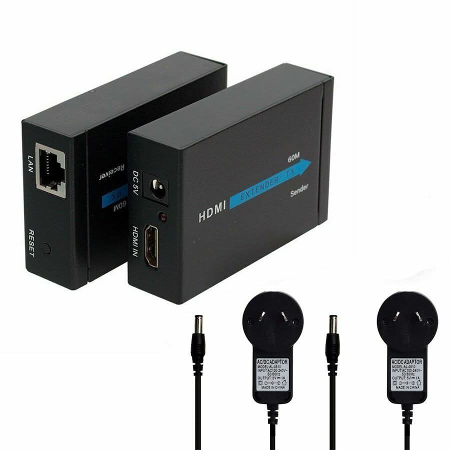 60M HDMI Extender Over Single CAT5E/6 Cable | Full HD 1080P Signal Amplifier - Office Catch
