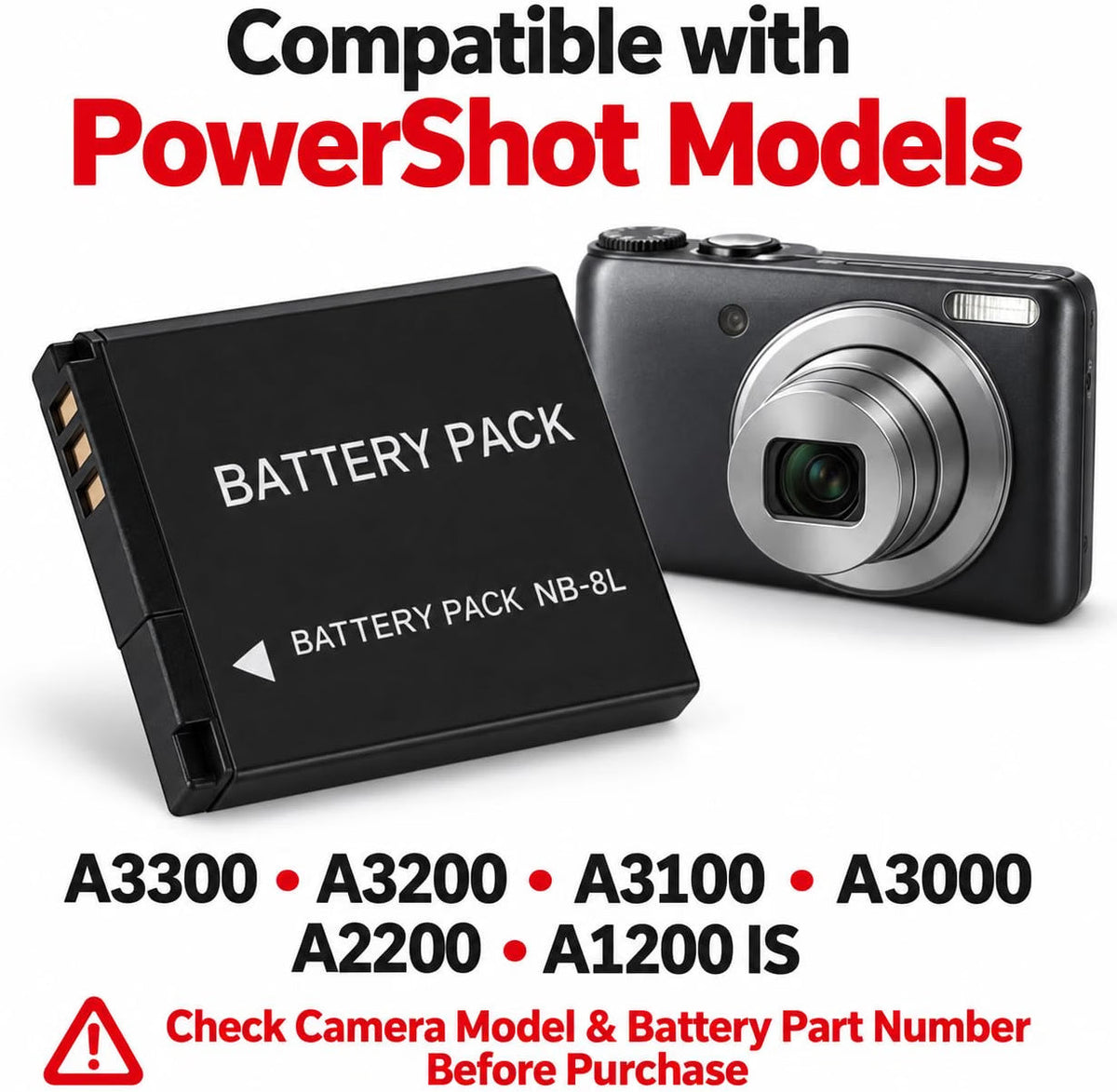 TAVICE NB-8L NB8L Replacement Battery Compatible with Canon PowerShot A3300 A3200 A3100 A3000 A2200 A1200