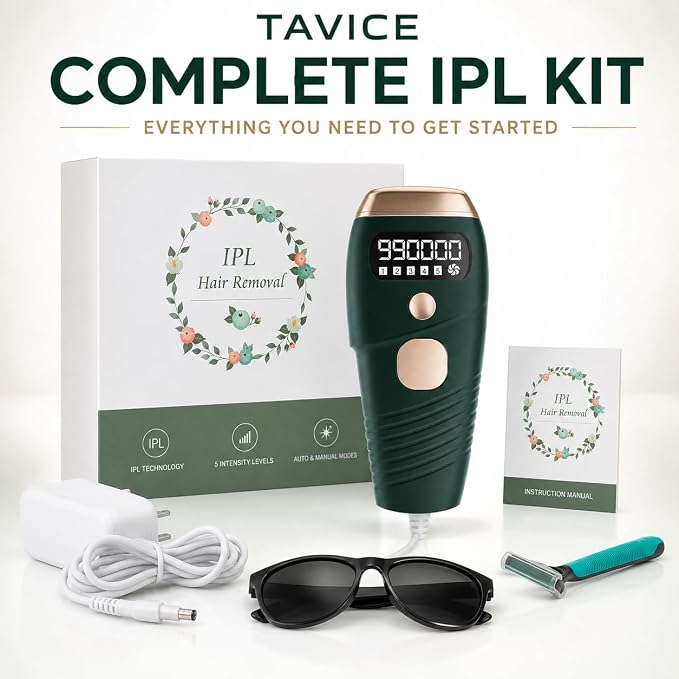 TAVICE IPL Hair Removal Device for Women and Men, 990,000 Flashes, At-Home Intense Pulsed Light Hair Remover for Face, Arms, Legs, Underarms, Bikini Line and Body