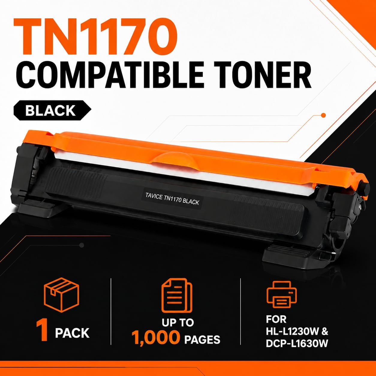 TAVICE 3 Pack TN1170 Toner Cartridges Compatible with Brother HL-L1230W and DCP-L1630W Printers, Black
