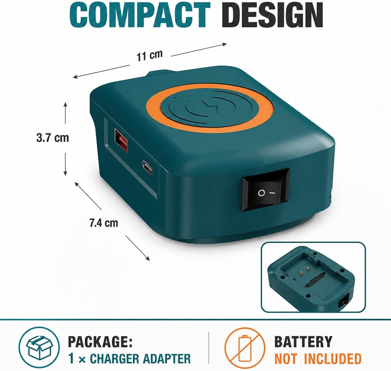 TAVICE Type-C USB Wireless Phone Charger Adapter Compatible with Makita 18V LXT Battery