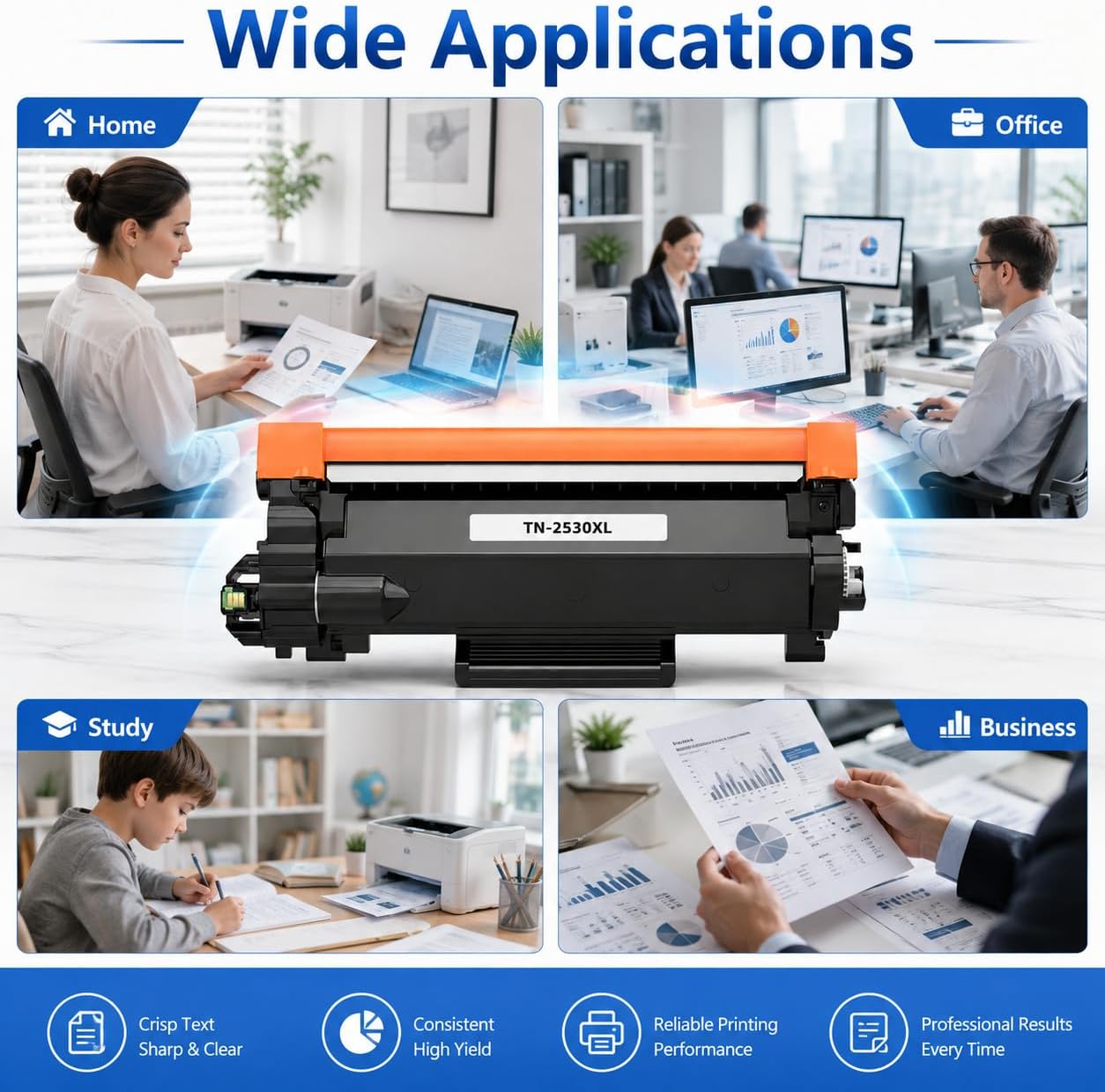TAVICE 2X TN2530XL Toner Compatible with Brother MFC-L2800DW DCP-L2640DW HL-L2460DW