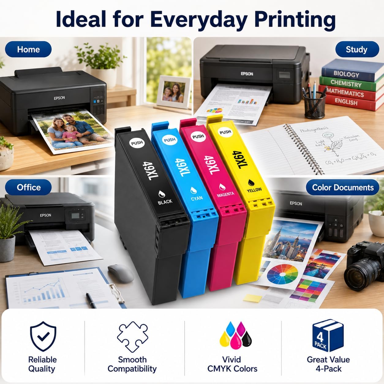 TAVICE 4X 49XL Ink Cartridges Compatible with Epson XP-2205 XP-4205 XP2205 XP4205