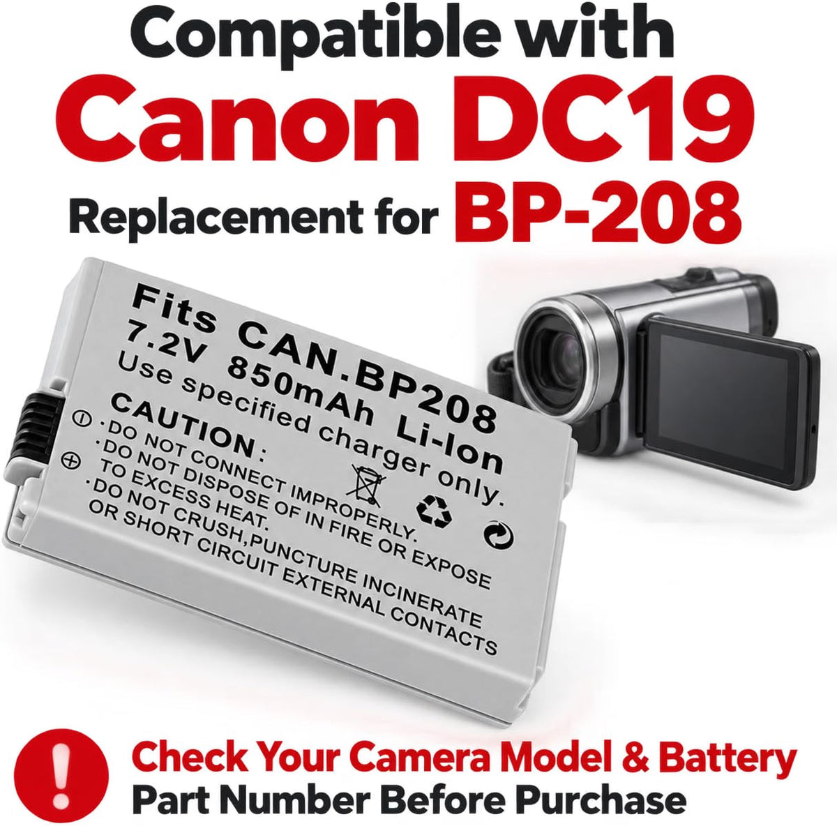 TAVICE Replacement Battery Compatible with Canon DC19 Camcorder