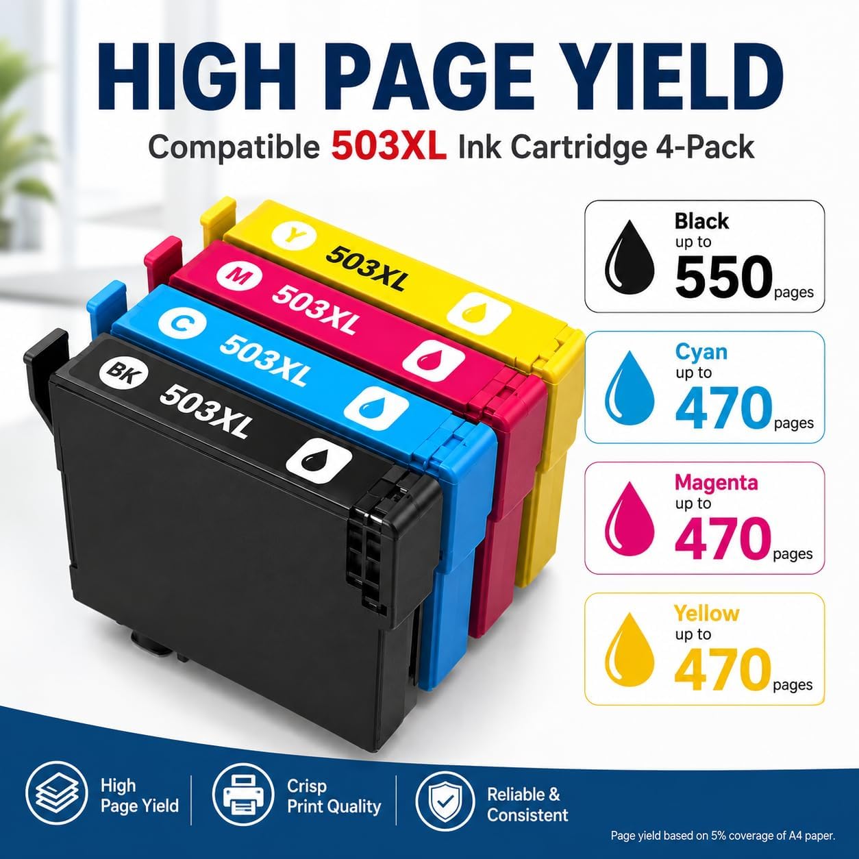 TAVICE 4X 503XL Ink Cartridges Compatible with Epson XP-5200 WF-2960 XP5200 WF2960