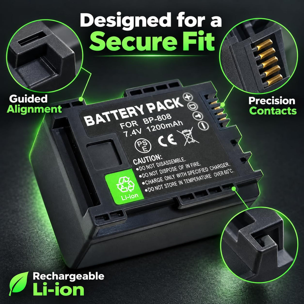 TAVICE BP-807 BP-807D BP-808 BP-808D BP-809 BP-809B BP-809S Replacement Battery Compatible with Canon Camcorders