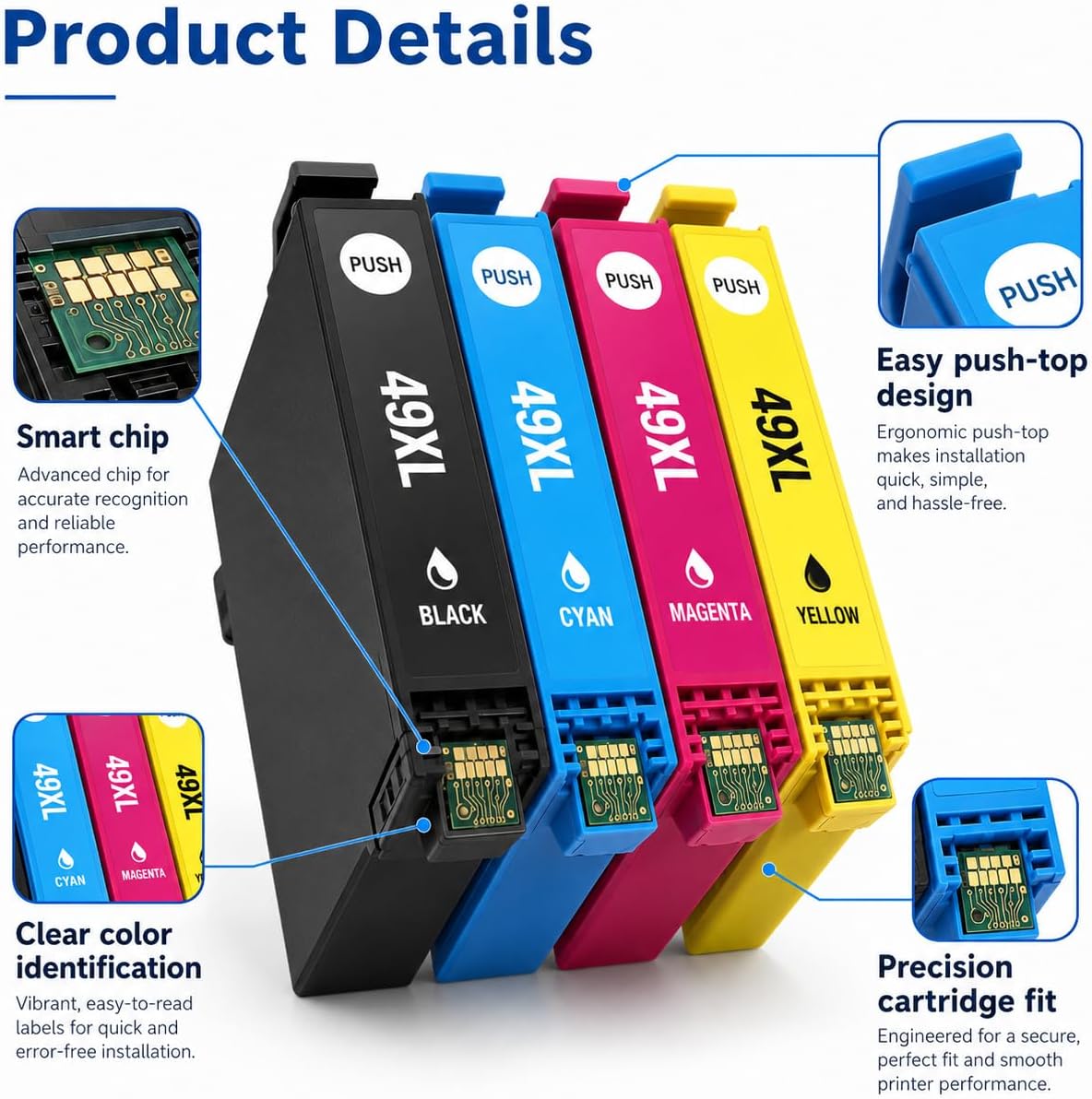 TAVICE 4X 49XL Ink Cartridges Compatible with Epson XP-2205 XP-4205 XP2205 XP4205