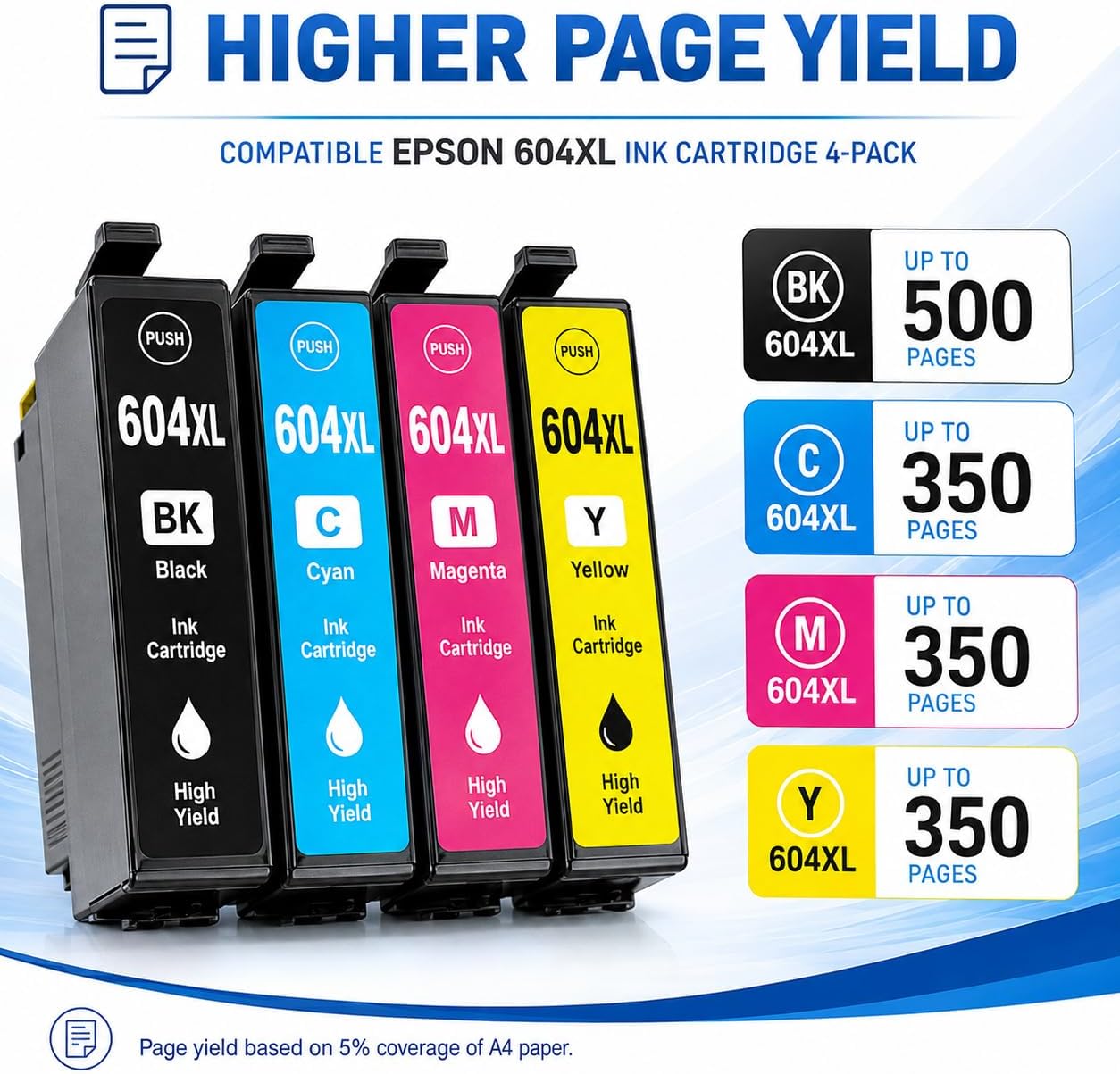 TAVICE 4PK 604XL Ink Cartridges Compatible with Epson XP-2200 XP-3200 XP-4200 WF-2910 WF-2930