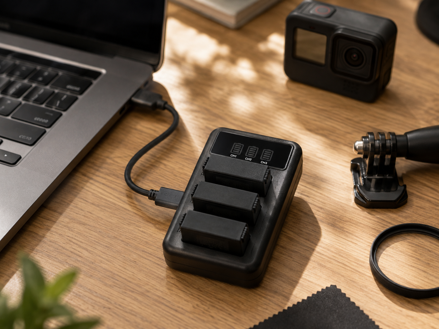 TAVICE Ultra Fast Charging USB Triple Battery Charger for GoPro HERO3 HERO3+ HERO4 Action Cameras | Charger Only Compact Fast USB