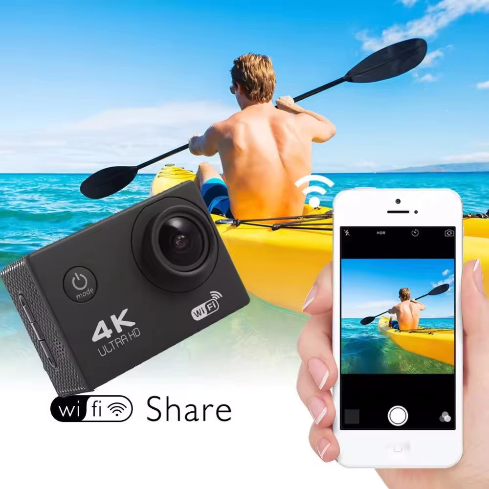 4K Action Cam with WiFi | Waterproof Sports Camera | 170° Wide Angle Lens| Remote Loop Recording | Motion Detection