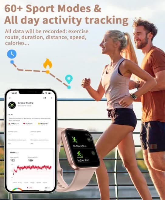 Bluetooth Smart Watch with Calling + Alexa | 1.7" Touchscreen, Heart Rate & SpO2, Sleep Tracking, Sports, Waterproof (iPhone+Android) - Office Catch