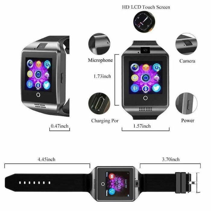 Bluetooth Smart Watch with Camera, Pedometer, Sleep Monitor, Music Player, Remote Camera & Notifications - Office Catch
