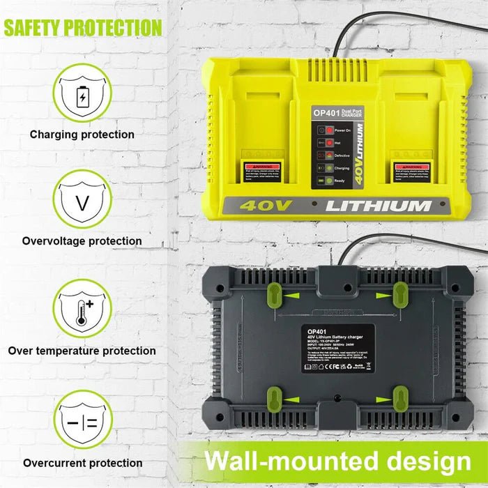Dual Charger for Ryobi 36V 40V Battery Charger BPL3626 BPL3640 OP4040 BCL3620 - Office Catch