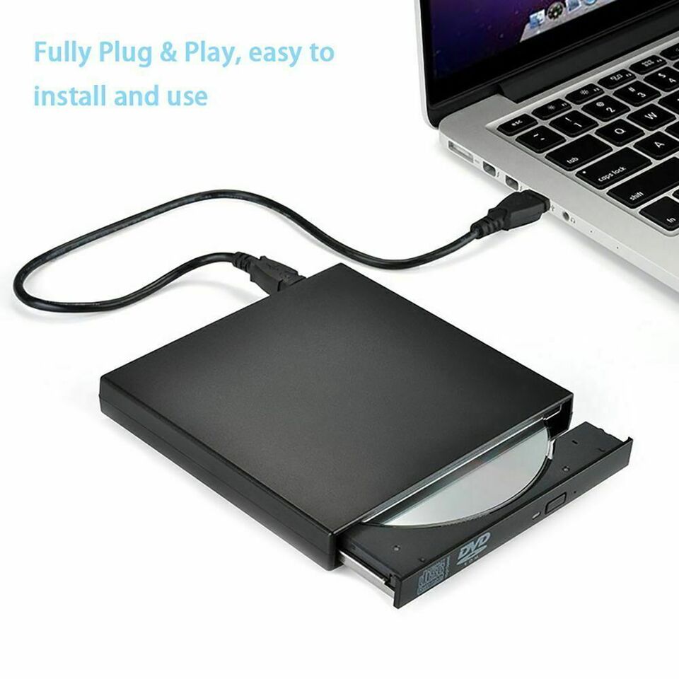 External Drive USB Portable Burner CD RW DVD ROM Reader Writer For Mac & Windows - Office Catch