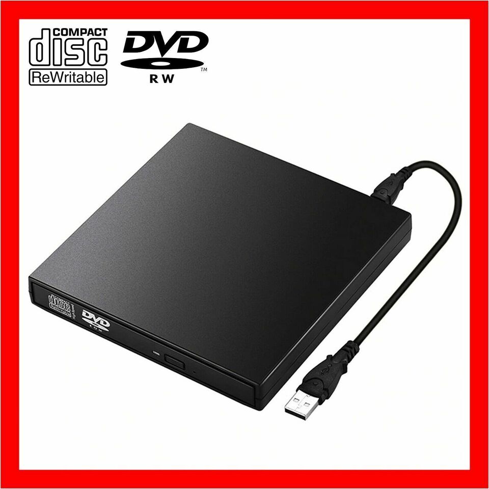 External Drive USB Portable Burner CD RW DVD ROM Reader Writer For Mac & Windows - Office Catch