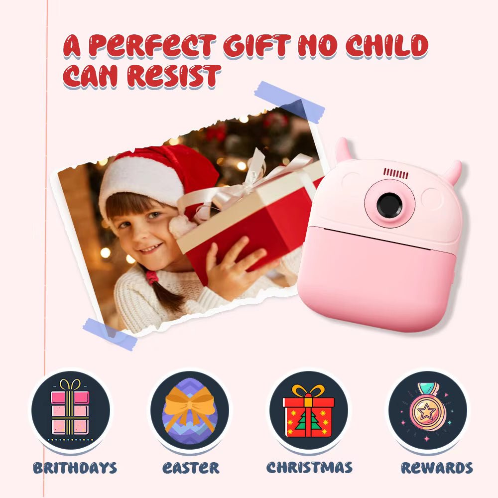 Kids Digital Camera High Quality Cute Instant Print | CMOS Imaging Sensor Filter Function | Pink - Office Catch