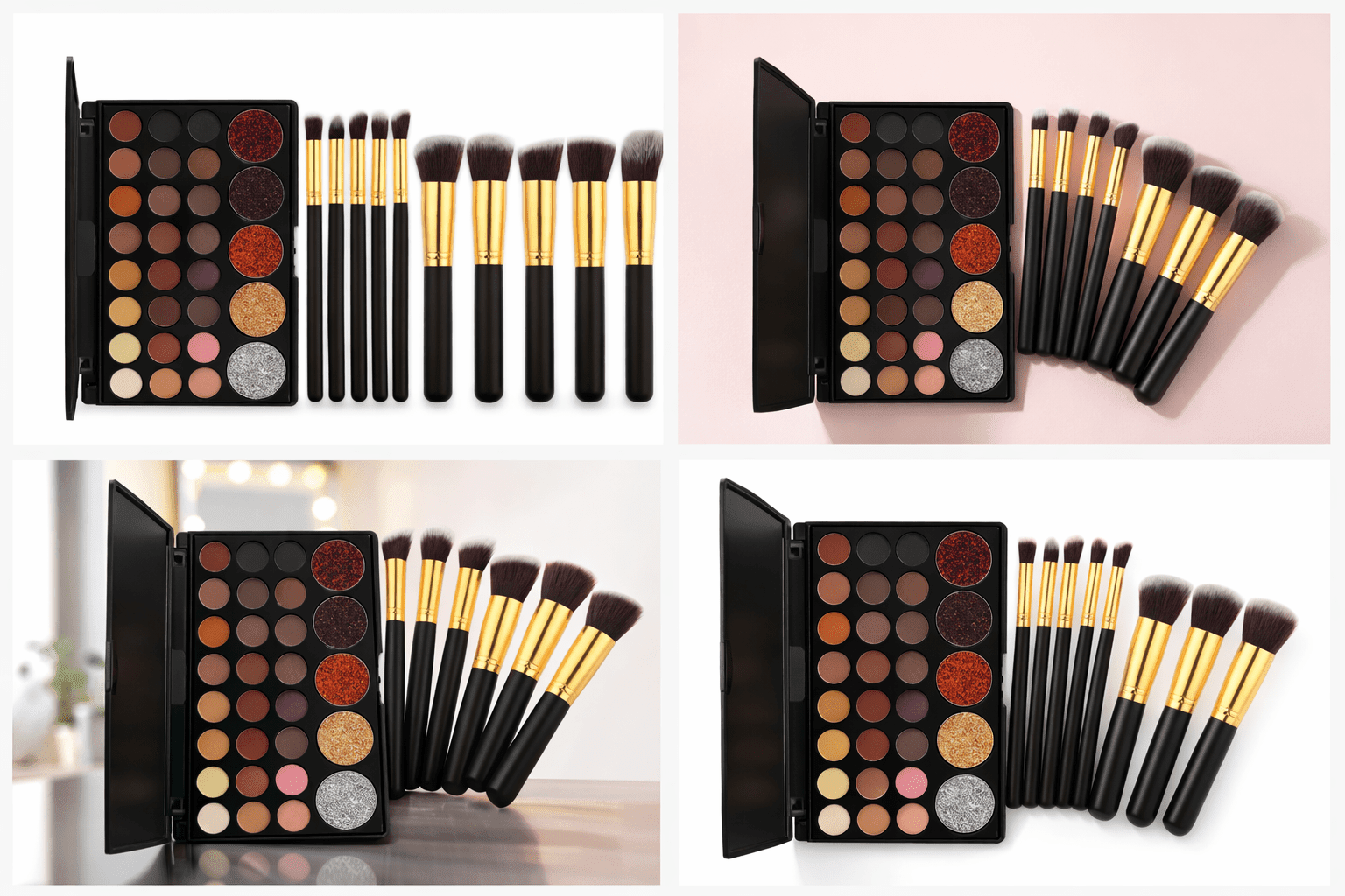 Popfeel 29 Colors Eyeshadow Palette + 10 Brush Set | Matte Shimmer Waterproof Portable Full Size - Office Catch