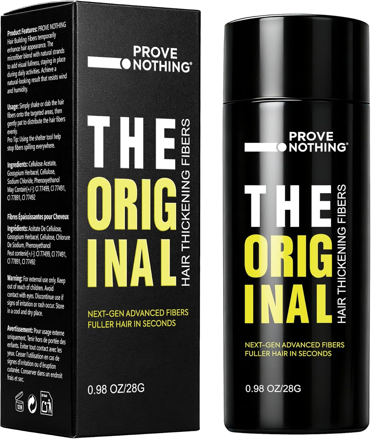 PROVE NOTHING Hair Fibres (28g) Instantly Fuller, Thicker Look Windproof & Sweatproof | Women and Men | Designed in Australia (BLACK) - Office Catch