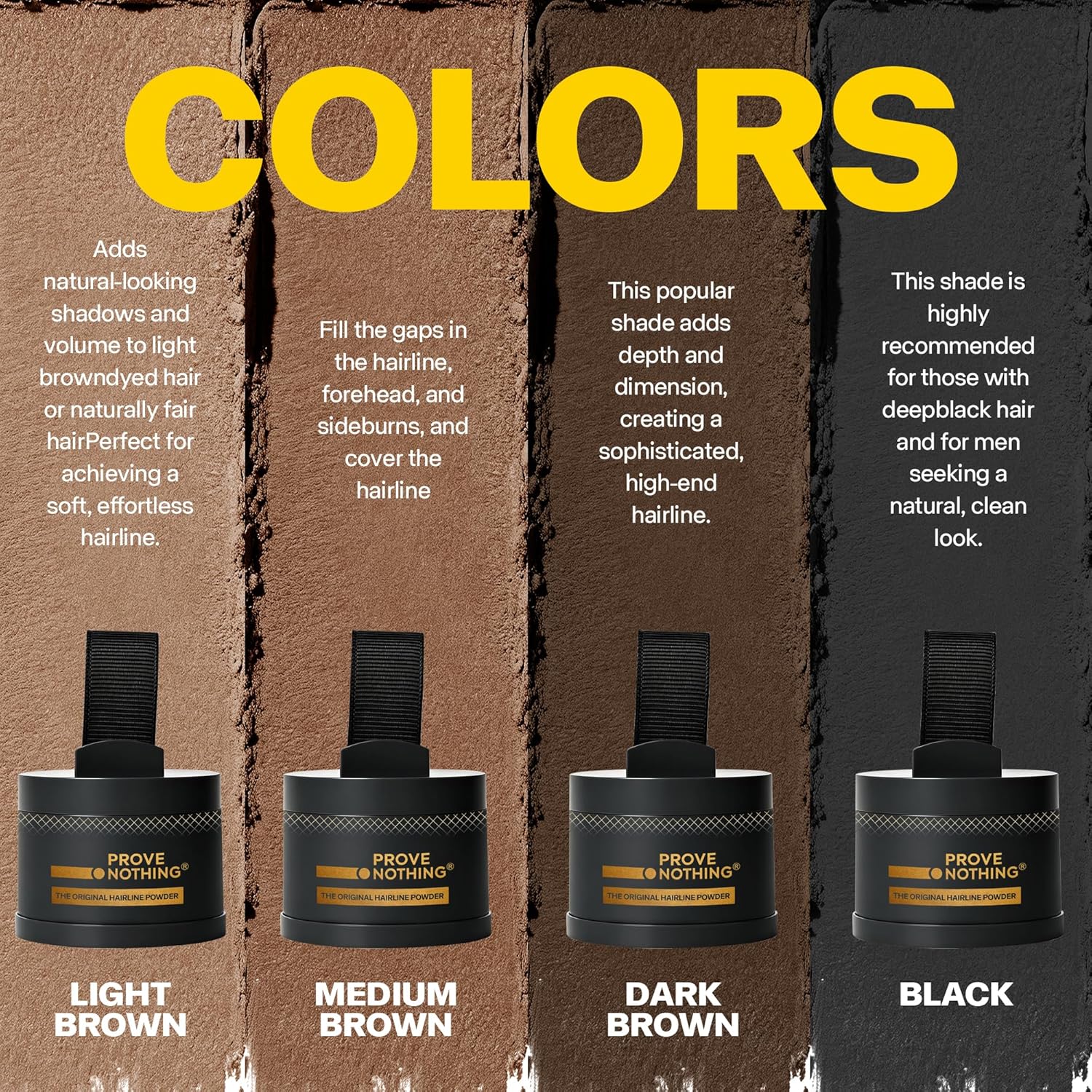 PROVE NOTHING Hairline Powder Root Touch - Up Designed in Australia, Gray Coverage, Bald Spot Concealer, Thinning Hair Fill - In Powder, Sweat & Water Resistant, 24 - Hour Wear for Women & Men (Black) - Office Catch