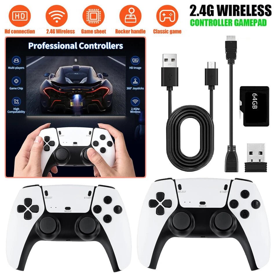 Retro Game Console 20,000+ Games | 64GB Plug & Play HDMI Console with 2 Wireless Controllers (1080p HD) - Office Catch