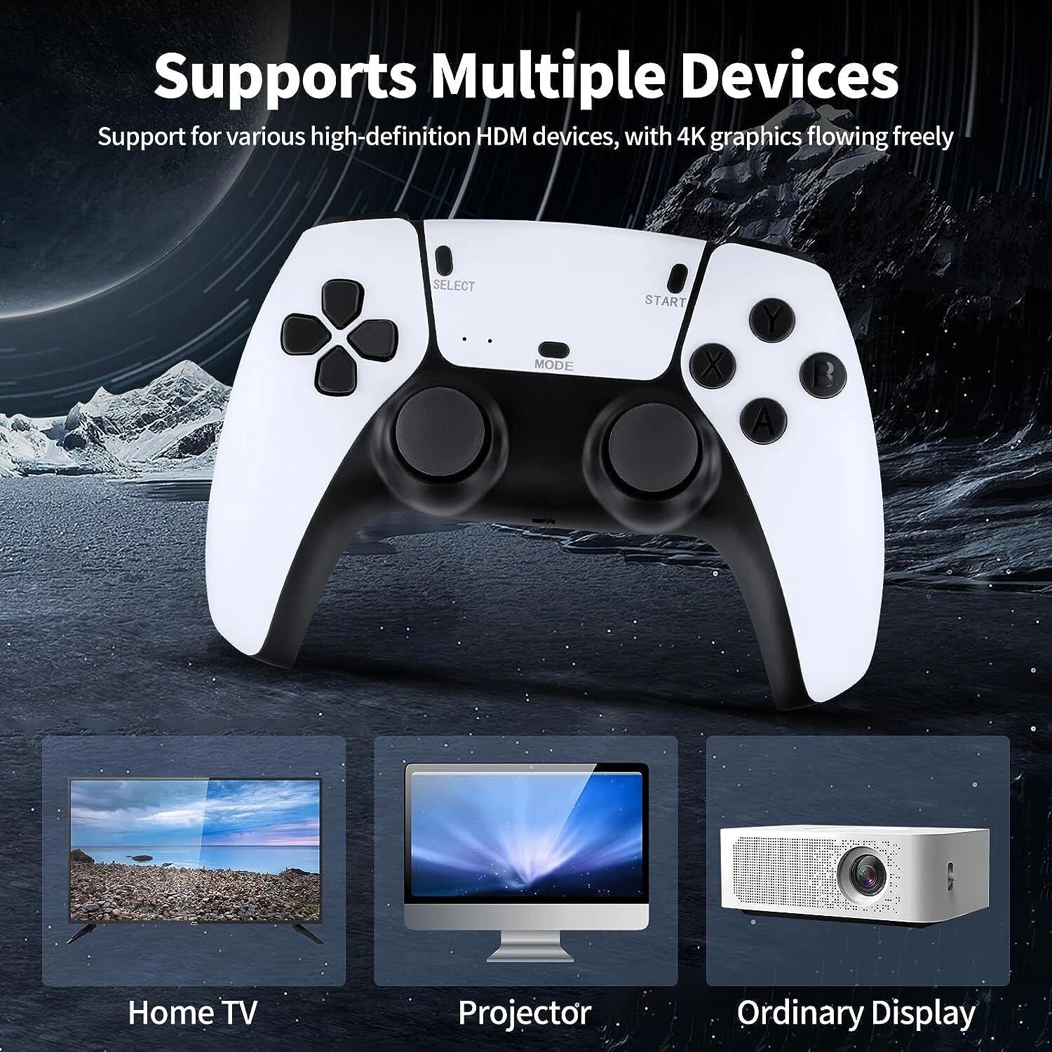 Retro Game Console 20,000+ Games | 64GB Plug & Play HDMI Console with 2 Wireless Controllers (1080p HD)
