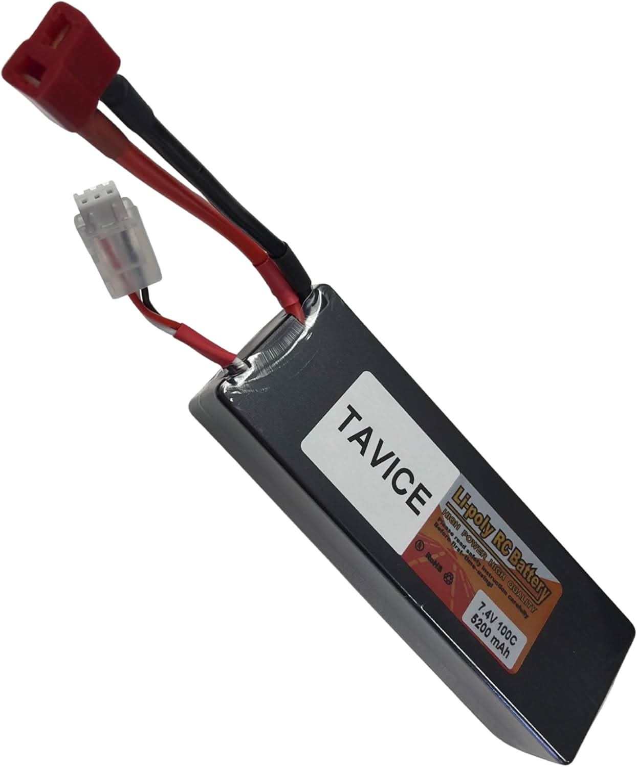 TAVICE 2 Pack 2S LiPo Battery 7.4V 5200mAh 100C Hard Case with T Connector Compatible with 1/8 & 1/10 RC Cars, Trucks & Vehicles - Office Catch
