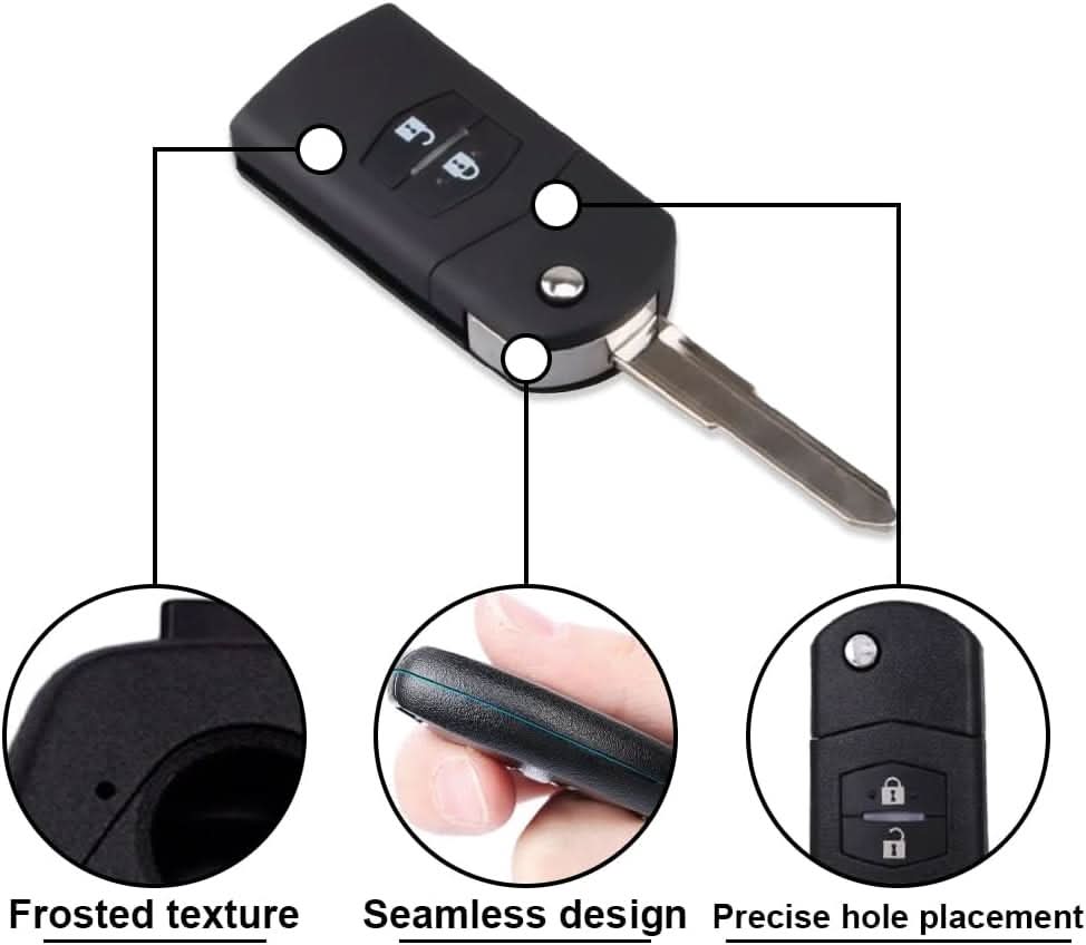 TAVICE 2 PACK Mazda 2 Button Remote Flip Key Shell Mazda 3 5 6 RX7 RX8 BT50 - With Logo - Office Catch