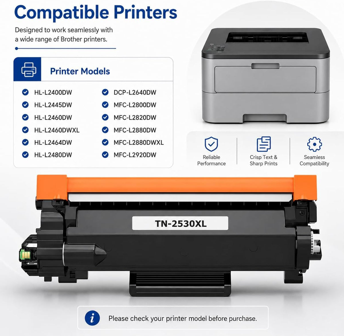 TAVICE 2X TN2530XL Toner Compatible with Brother MFC-L2800DW DCP-L2640DW HL-L2460DW - Office Catch